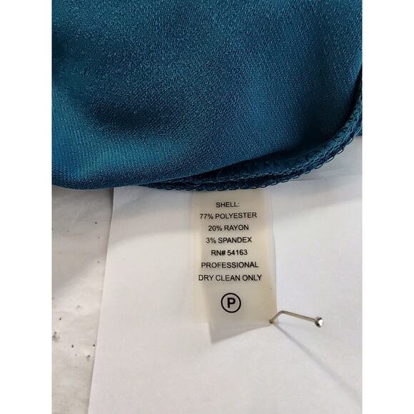 Calvin Klein Woman's Turquoise Sheath Dress Size 2 Ruched Side Back Zipper/ Slit - Picture 8 of 8